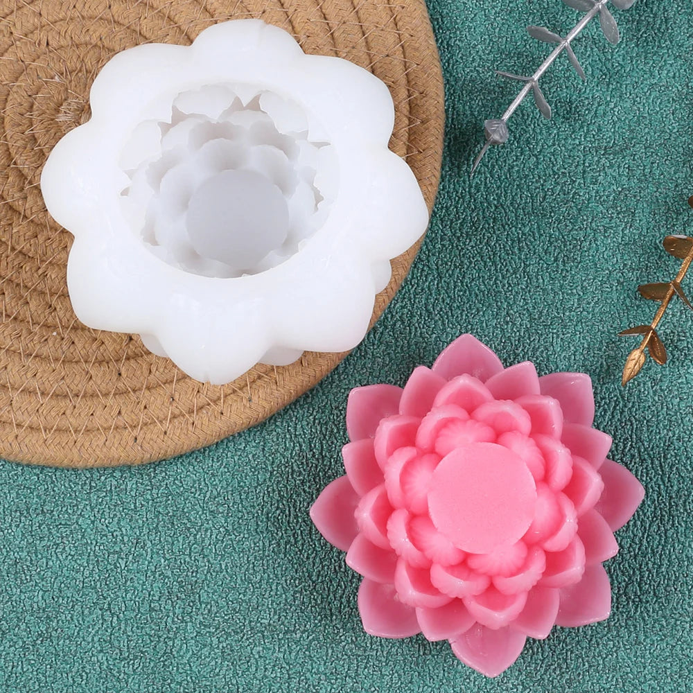 3D Lotus Candle Mold DIY Lotus Flower Aromatherapy Soap Gypsum Clay Craft Silicone Resin Mold Fondant Chocolate Cake Mould Zpaxo