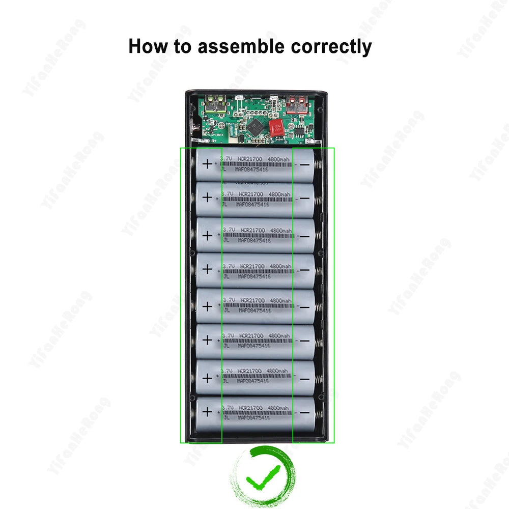 8x21700 Flashlight Battery Charger Box Power Bank Holder DIY Shell Case Dual USB 21700 Battery Shell Storage Organize Zpaxo