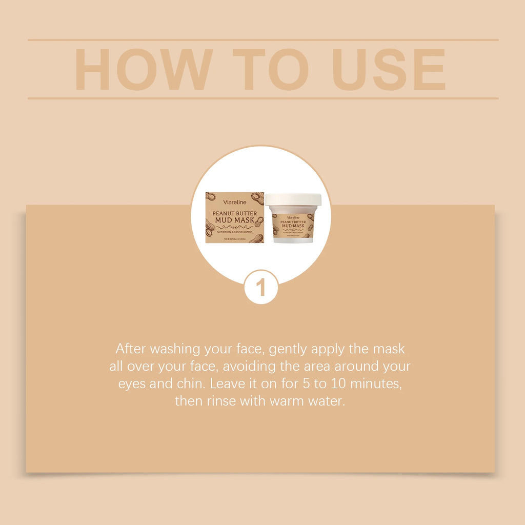 Peanut Moisturizing Mud Mask for Cleansing Facial Skin, Improves Facial Dryness, Refines Pores, Hydrating Mud Mask Zpaxo