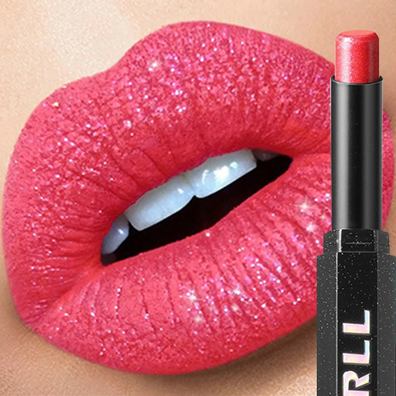 Diamond Glitter Lipstick Makeup Rich Color High Pigment Shiny Pearlescent Solid Lip Gloss Waterproof Daily Lip Stain Cosmetic Zpaxo 06