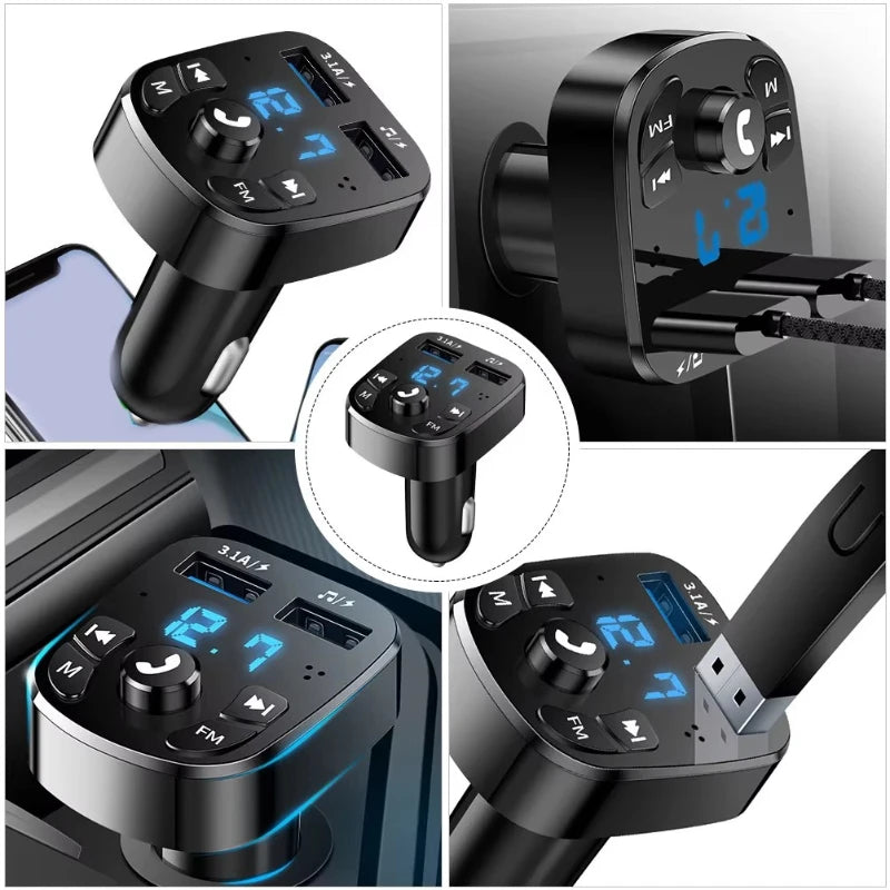 Bluetooth 5.0 FM Transmitter – Car MP3 Player & Dual USB Charger