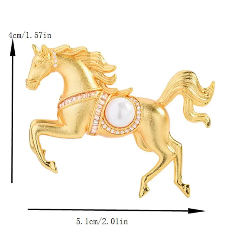 Fashion Rhinestones Pearl Alloy Horse Brooches Zodiac Pony Pins Women Zpaxo 1 pcs