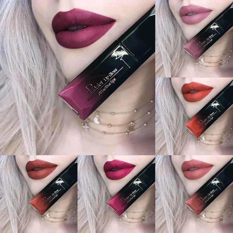 Pudaier Waterproof Lip Gloss Matte Liquid Lipstick Matte Lip Stick Cosmetics Makeup Nude Purple Black Rose Cosmetics Zpaxo