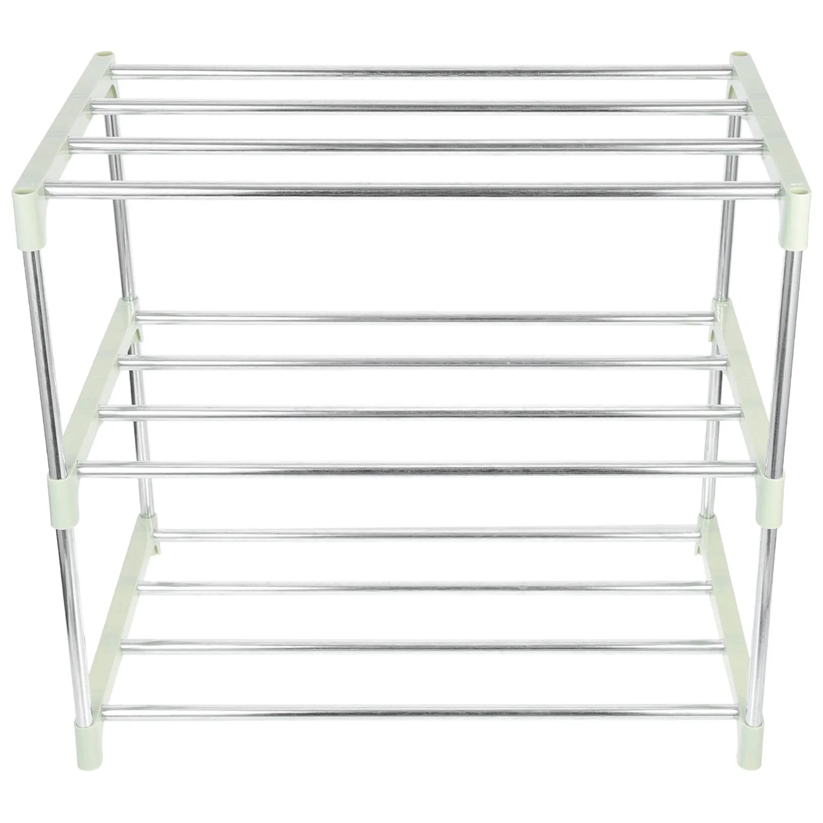 3-Tier Shoe Storage Shelf Rustproof Stainless Steel Material Neat Folding Free Standing Shoe Rack for Household Use