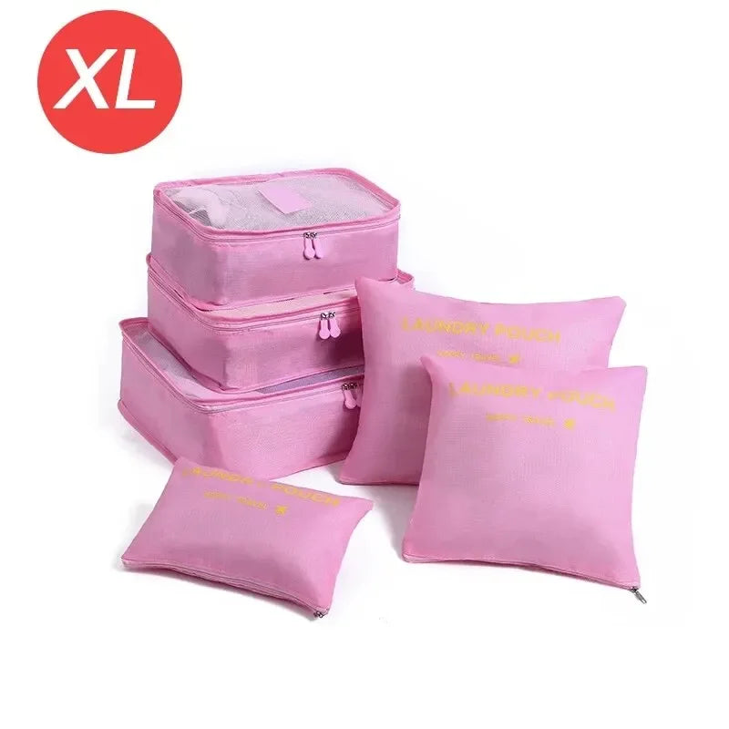 Home Travel 6-piece Clothing Storage and Organizing Bag Thickened Cosmetics Storage Bag Foldable Business Travel Storage Bag Zpaxo XL-Pink