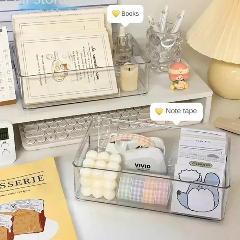 Acrylic Storage Box Desktop Cosmetics Transparent Plastic Box Dormitory Household Facial Mask Skin Box Refrigerator Storage Box Zpaxo