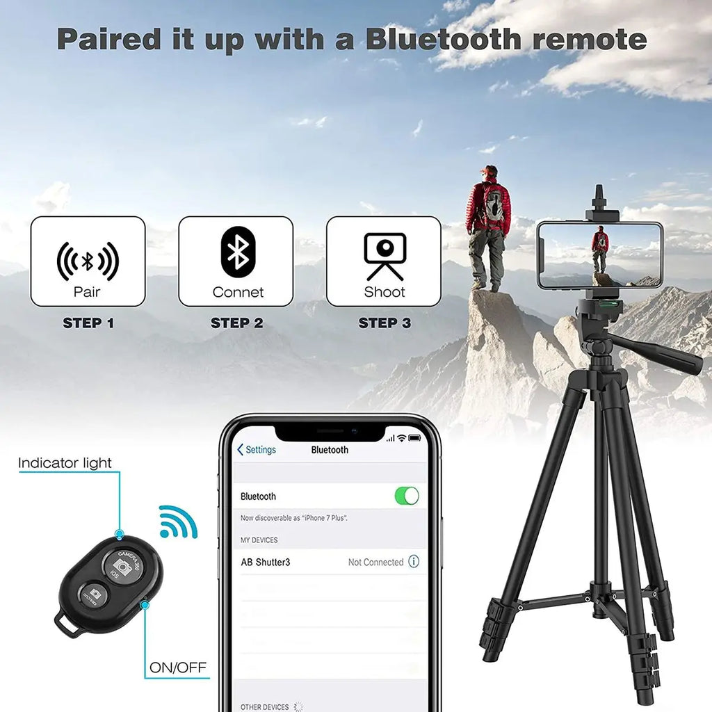 Tripods For Phone Lightweight Camera Tripod Stand with Bluetooth Selfie Remote Phone Holder Video Photography For iPhone Xiaomi Zpaxo
