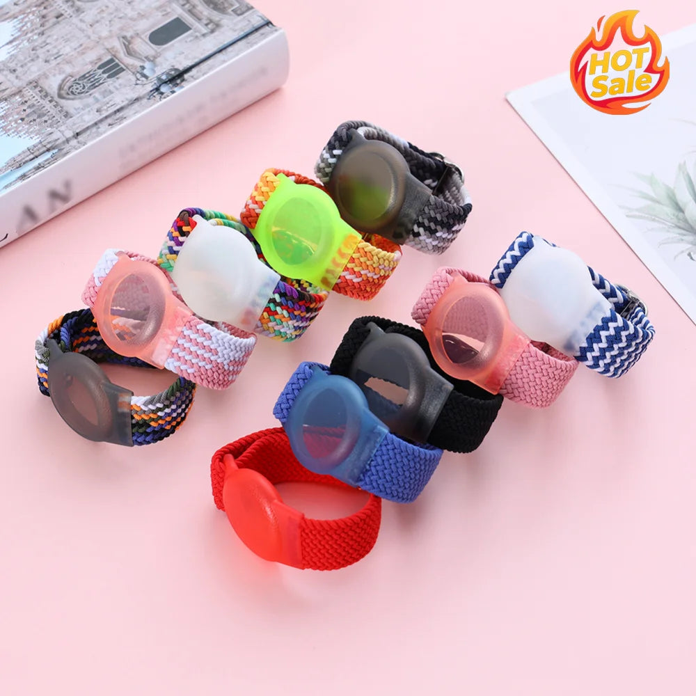Colorful Wristband Wrist Strap TPU Protective Casewith Nylon Braided Bracelet Anti-Scratch Adjustable Stretchy for Airtag Zpaxo