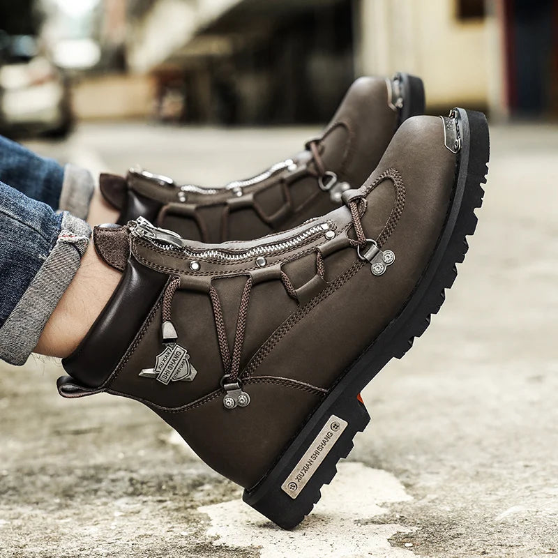 Men Boots Winter Slippers Warm Shoes Waterproof Non-slip Plush