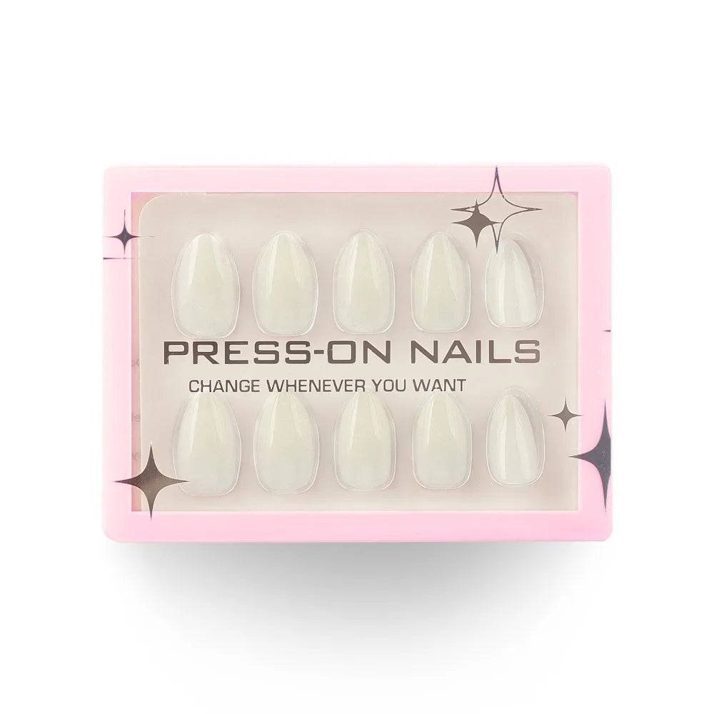 Manicure Long Almond False Nails Simple French Press Solid Detachable Zpaxo GD48