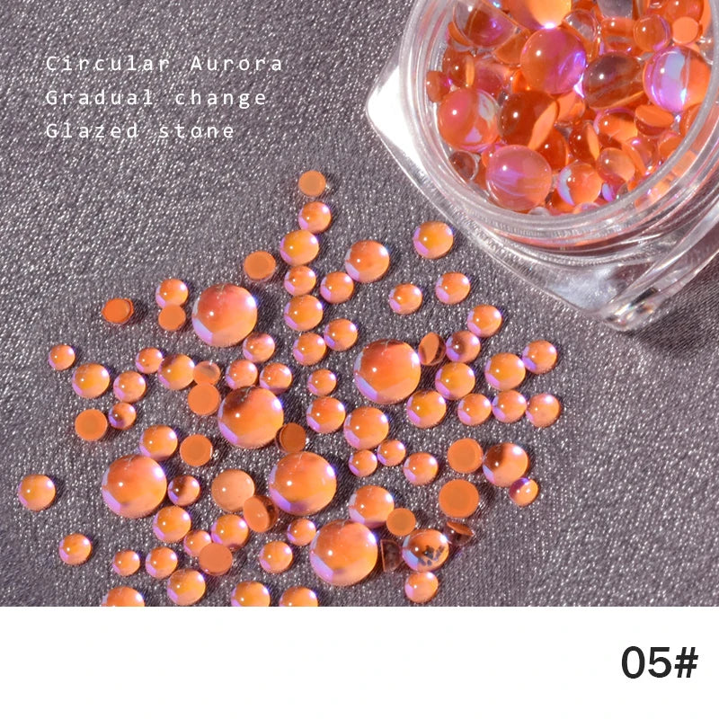 Candy Mermaid Round Clear Glass Crystal Bead Hemispherical 3D Nail Zpaxo 05