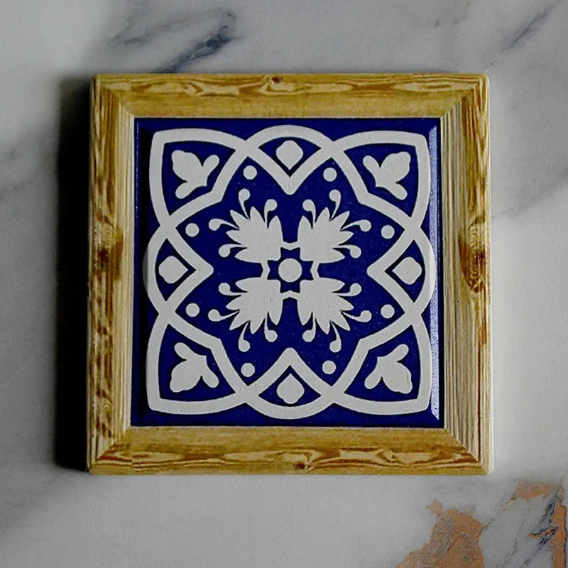 Bohemian Ceramic Cork Coaster – Vintage Floral Tile Coffee Mat Ceramic Cork Coaster Zpaxo E