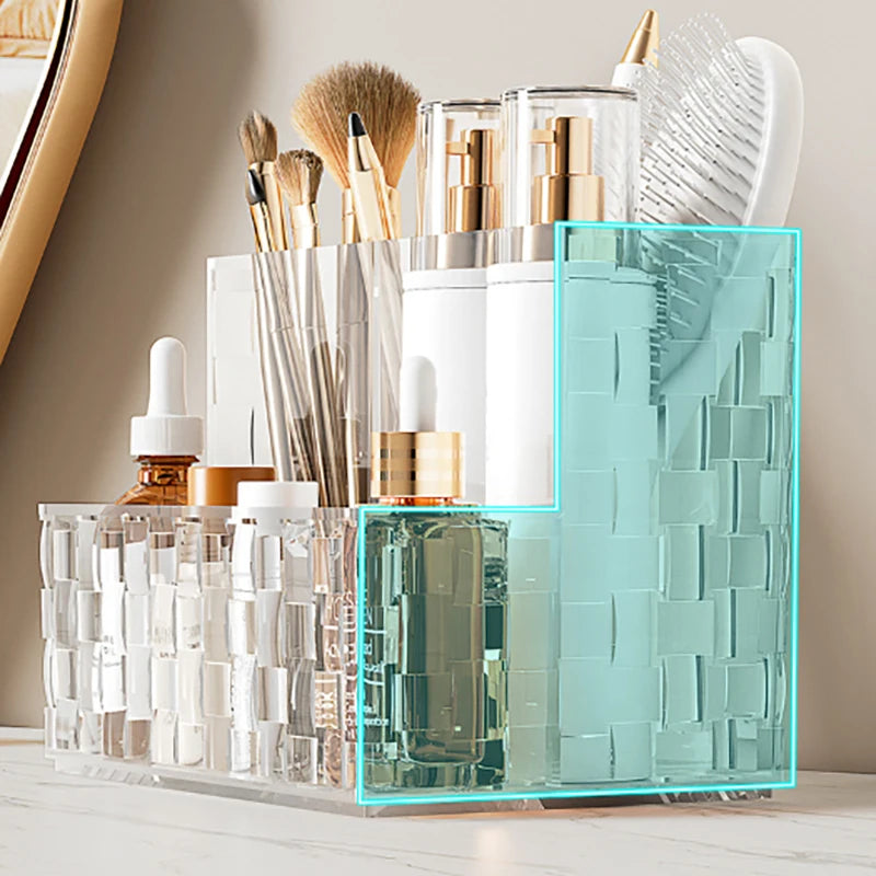Light Luxury Transparent Desktop Storage Box Multi-grid Makeup Organizer Box Large Capacity Cosmetics Box Remote Control Holder Zpaxo