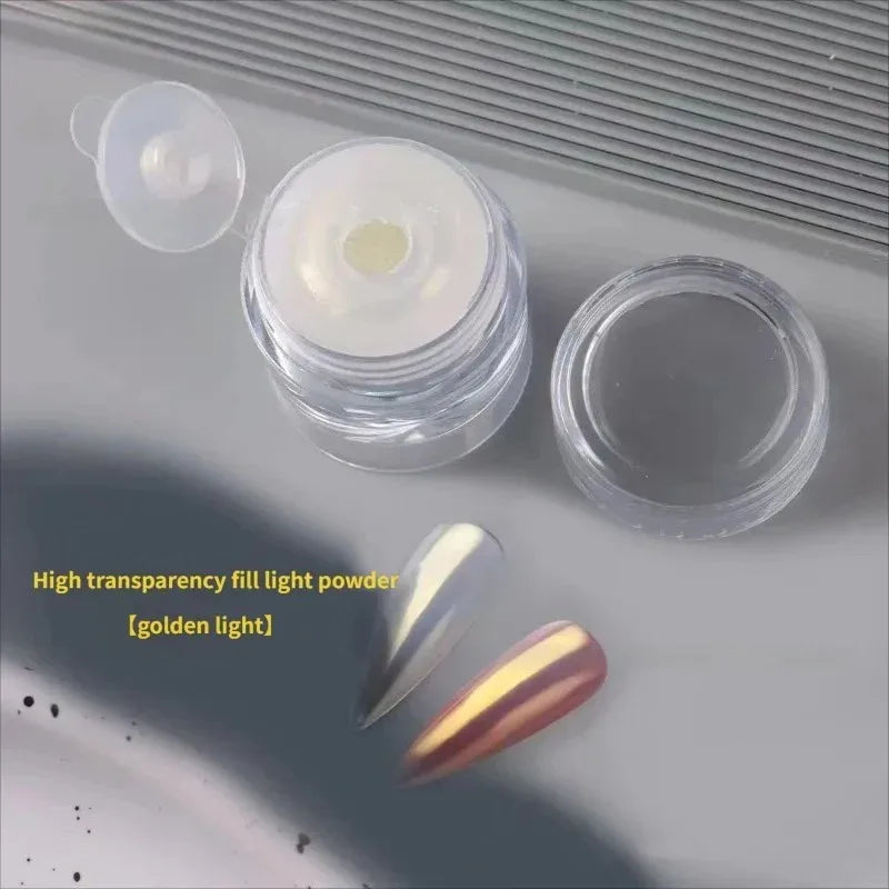 Nail Mirror Bright Plating Aurora Chrome Powder High Gloss Moonlight Pearl White Nail Art Rubbing Powder Manicure Pigment Decor Zpaxo B-Yellow