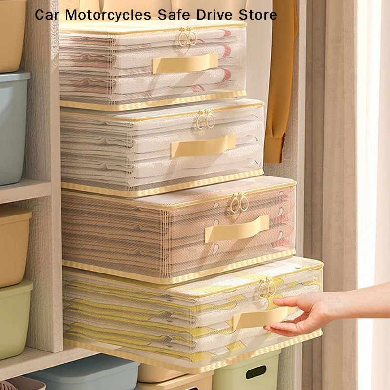 CM1Pcs Foldable Bed Sheet Storage Bags Transparent Clothes Blankets