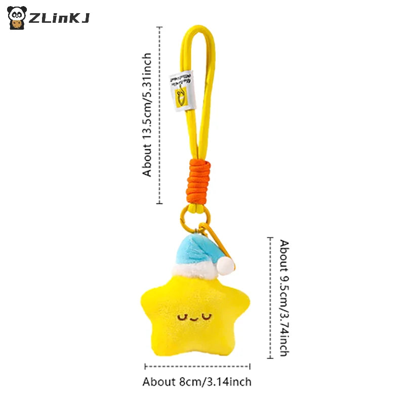 ▶1PCS Cute Star Doll Pendant Plush Doll Pendant Keychain Accessories Student Backpack Pendant Zpaxo