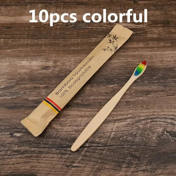 10-Pack Eco-Friendly Bamboo Toothbrushes – Soft Bristles