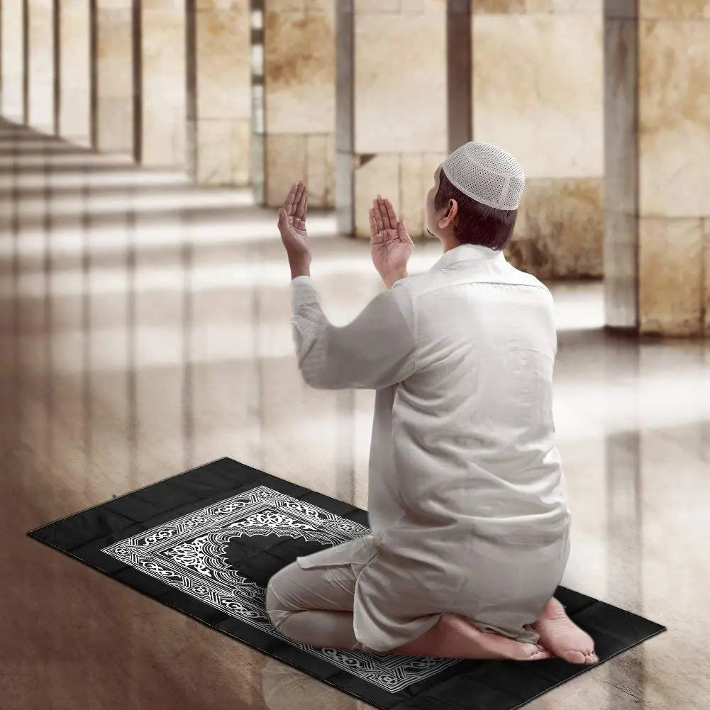 Portable Prayer Pocket Prayer Rug Islamic Gift Muslim Waterproof Praying Rug with Compass Travel Praying Blanket 100*60cm Zpaxo