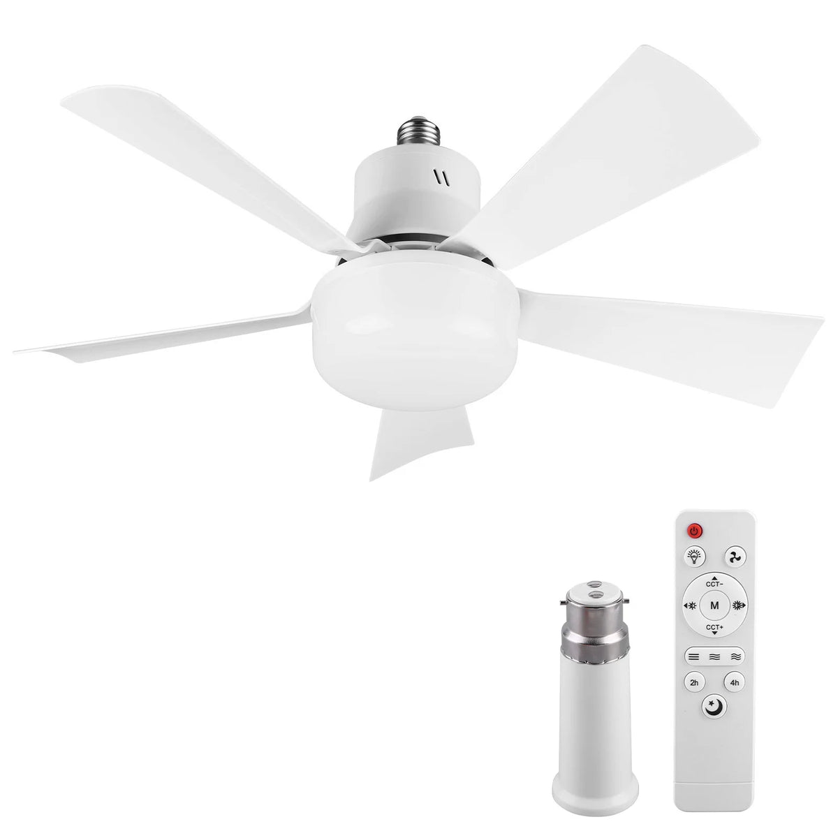 2-in-1 Socket Fan Light Remote 40 Small Ceiling W LED E27 Cordless Zpaxo E-400mm-30W