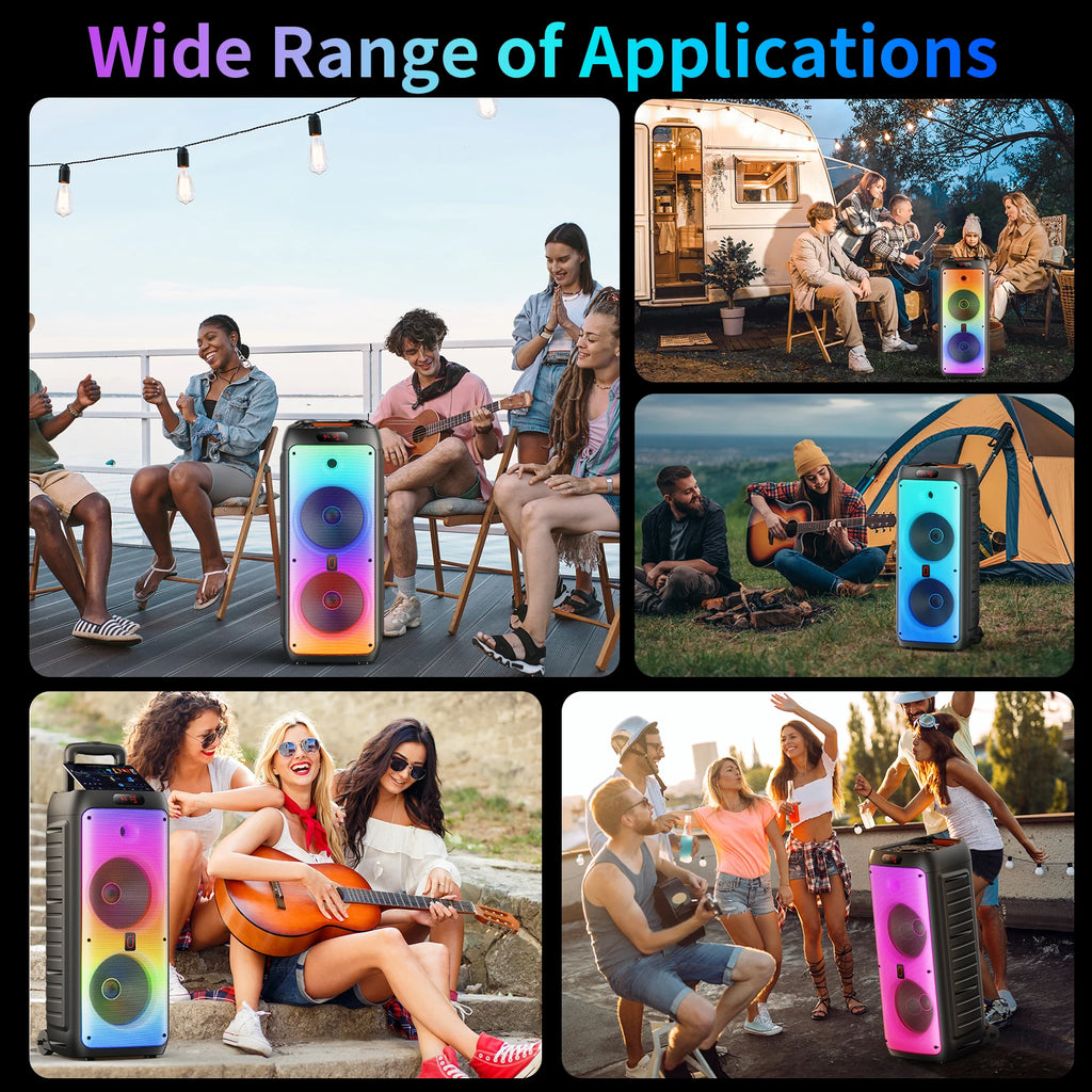 T38 Large Bluetooth Speaker Wireless Wheels Push Rod 6000MAH Karaoke