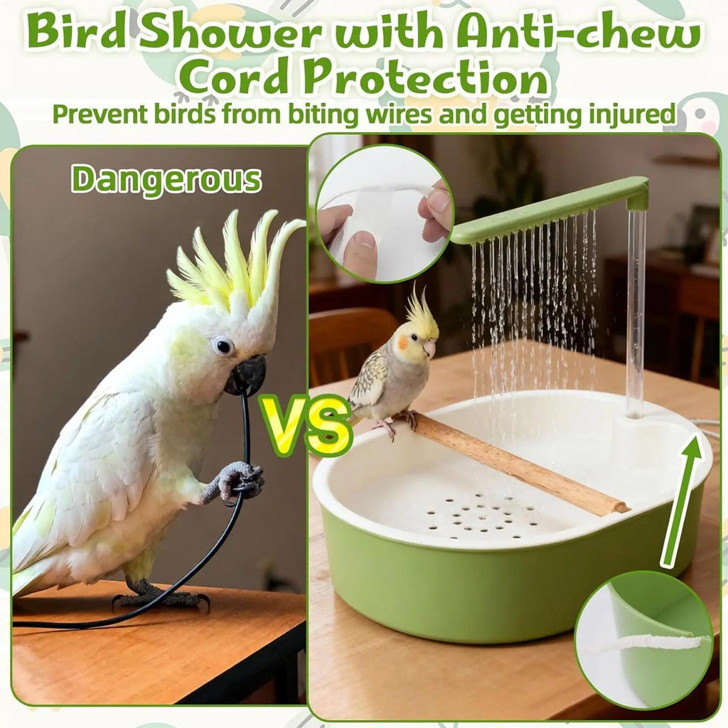Automatic Bird Cage Bath 26 Hole Circulating Parrot Shower Cockatiel