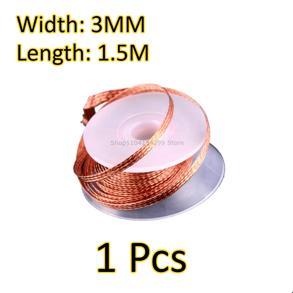 Anti-Oxidation Flexible Copper Braid Strap Pure Copper Grounding Cable for Electrical Equipment Earthing Connection Zpaxo 3mmx1.5M