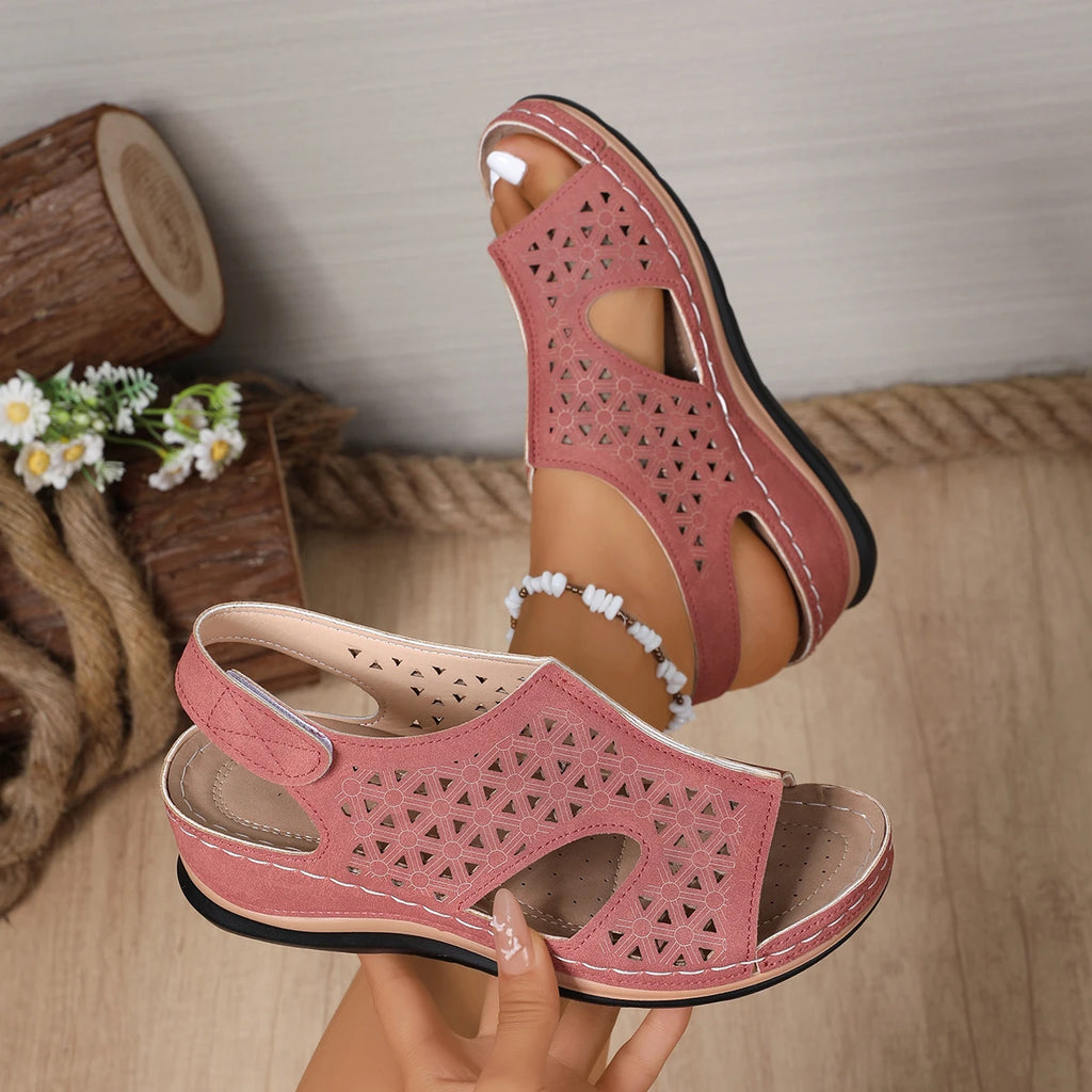 Summer Women Sandals Fashion Platform Heel Fish Mouth Hollow Out Zpaxo watermelon red 43