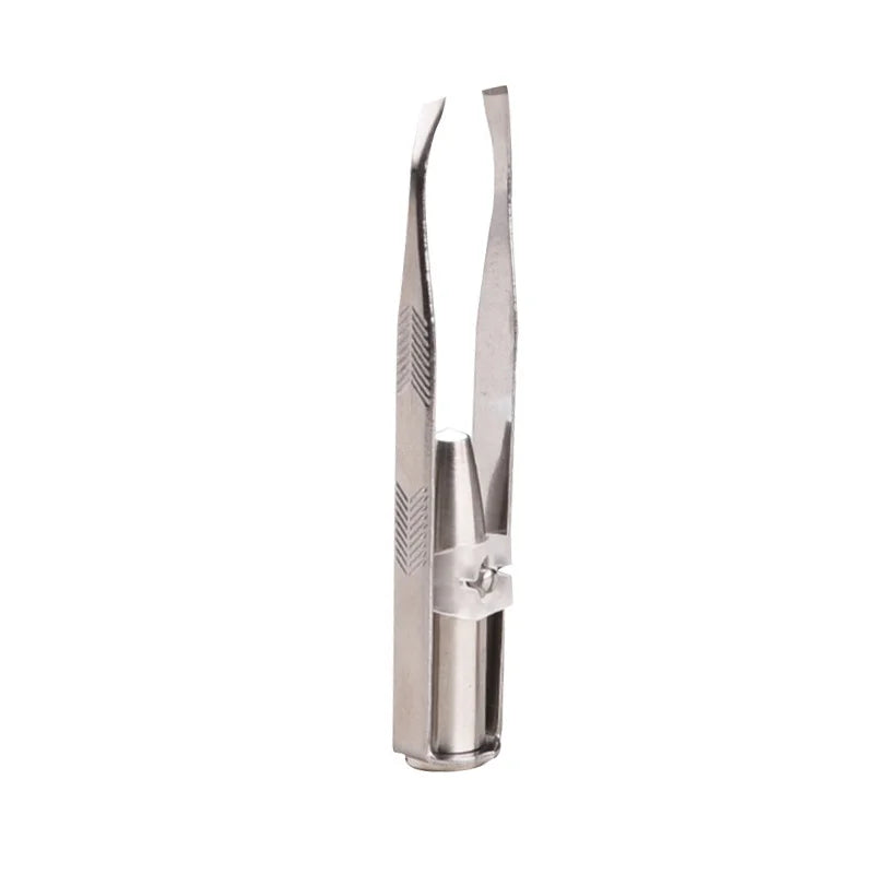 LED Lighted Eyebrow Tweezers – Stainless Steel Brow Clip Lighted Eyebrow Tweezers Zpaxo Silver