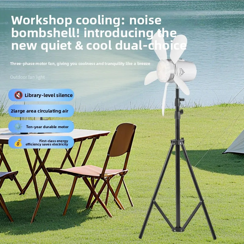 2026 New Solar Ceiling Fan Light with Remote Control, Silent, IP65 Waterproof, Three Color Temperatures, Three Wind Speeds Zpaxo
