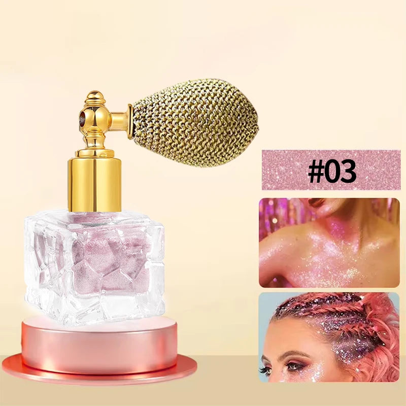 5 Glitter Body Highlighter Powder Spray Makeup Shimmer Face Hair Zpaxo