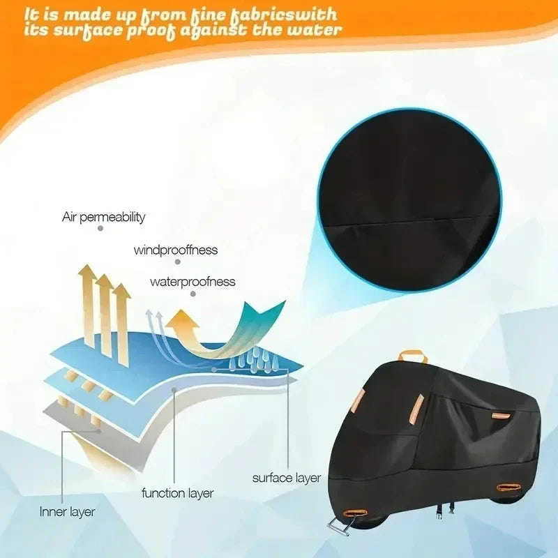 Outdoor Motorcycle Cover Waterproof Thickened Polyester Tarpaulin UV