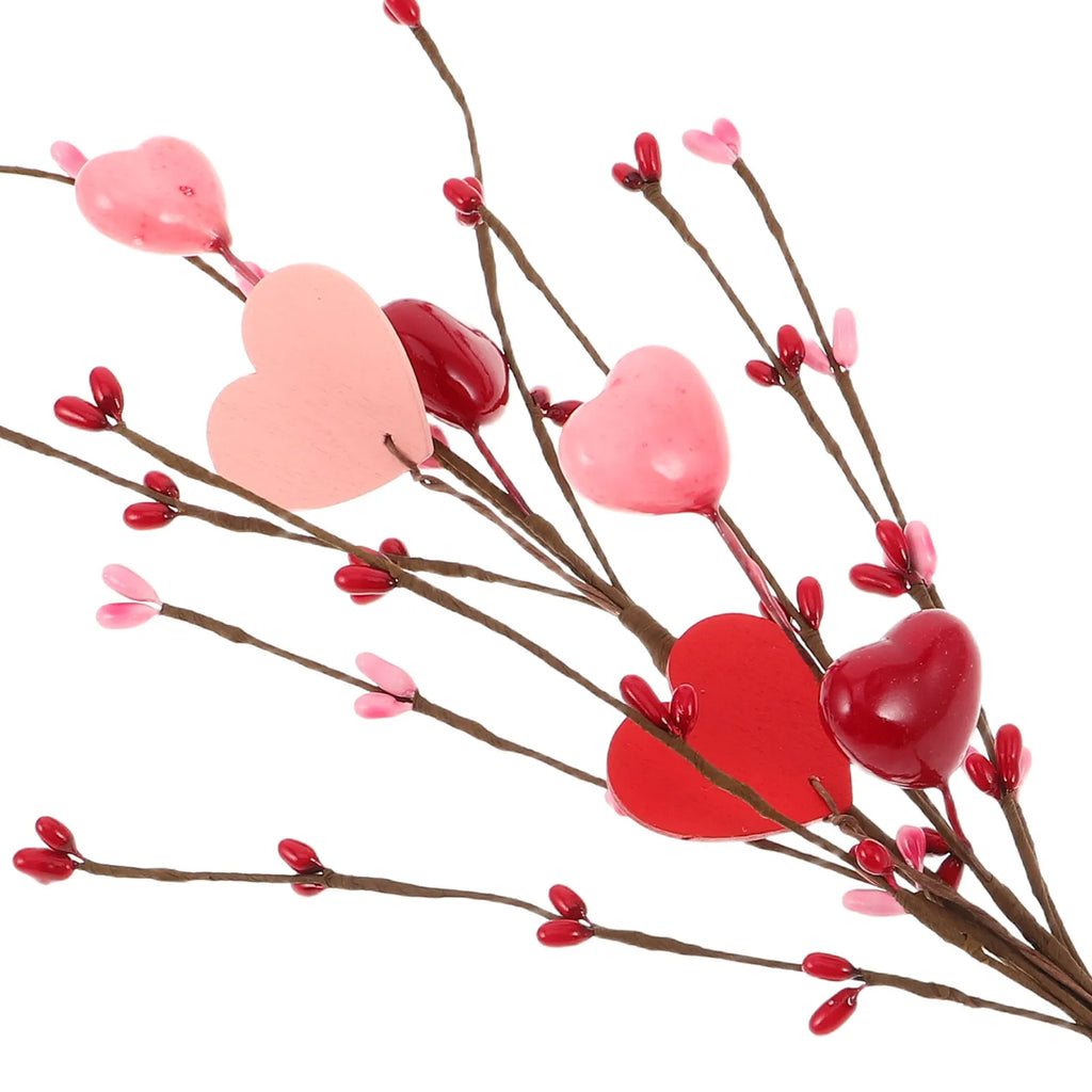 Valentine Stem Branches Heart Shaped Picks Artificial Flowers Stems