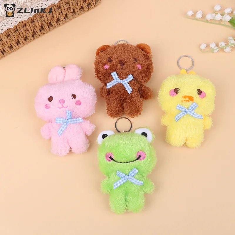 ▶1Pcs Cartoon Mini 4 Animal Little Bear Rabbit Frog Chicken Stuffed Plush Toy Plush Animal Keychain Decorate Zpaxo