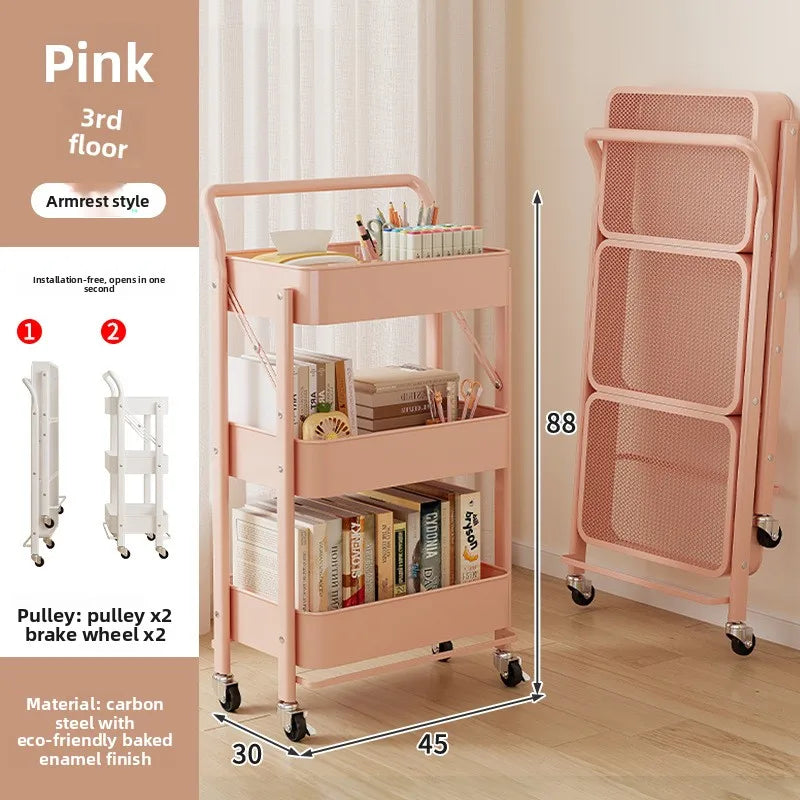 Multi-functional Removable rack Multi-layer shelf Next to desk Foldable storage rack Kitchen bathroom trolley Zpaxo
