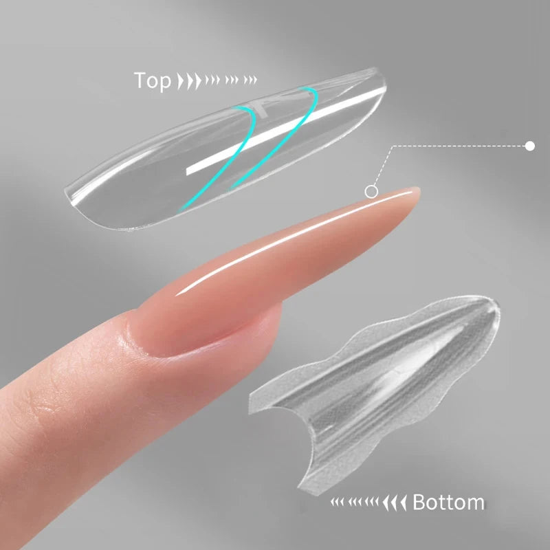 Sandwich Dual Nail Forms 180pcs 15size NEW 2025 Extensions-Dual Forms Coffin Almond Nail Forms Manicure Top Mold Bottom Mold Zpaxo