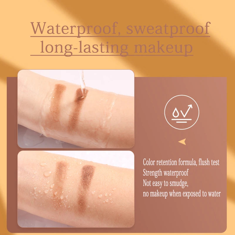 2-Color Brow Powder Brush Long-lasting Waterproof Black Brown Eyebrow