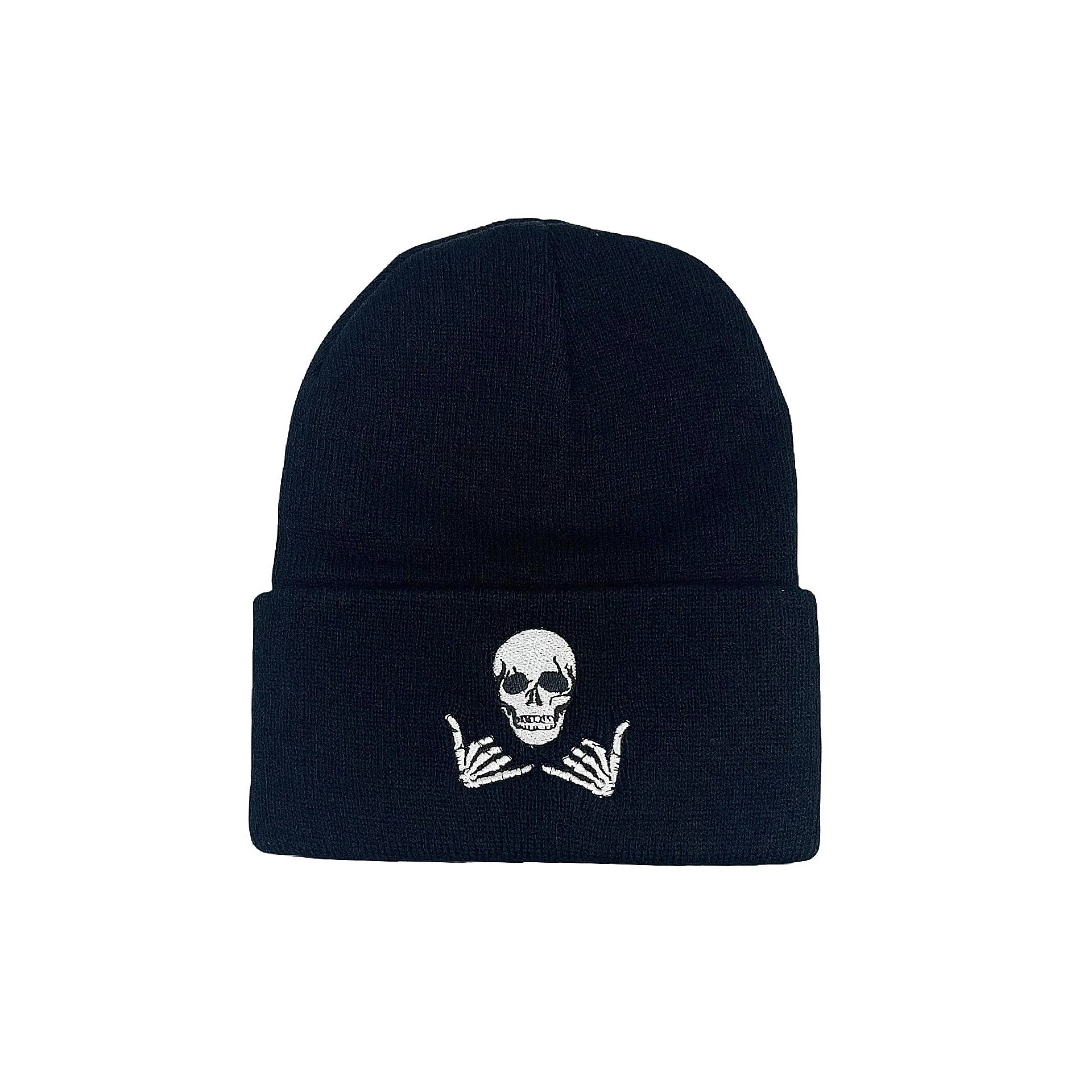 Skull Wings Embroidered Beanie – Unisex Knit Hat