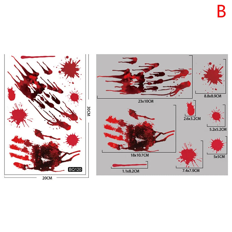 MHalloween Stickers Horror Blood Hand Print Door Window Bathroom Zpaxo BQ120