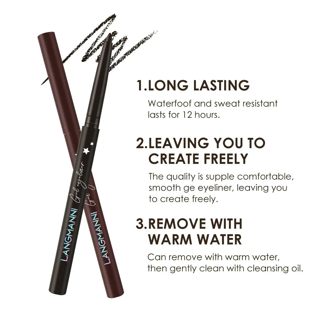 Glide-on Gel Eyeliner Pencil Ultra-smooth Waterproof Lasting Liner Zpaxo