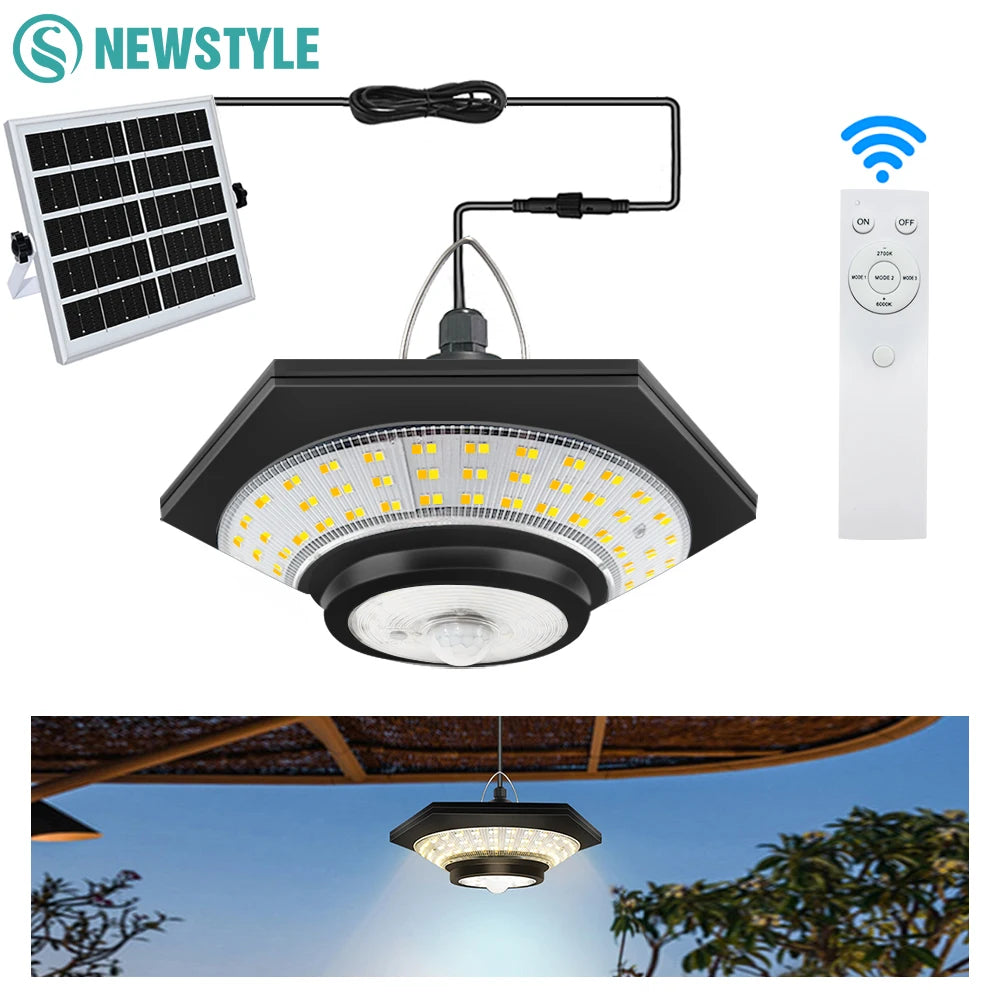 Solar Pendant Shed Lights Outdoor 228 LEDs 5 Modes Solar Motion Sensor Light Waterproof Remote Timers Barn Gazebo Garage Garden Zpaxo