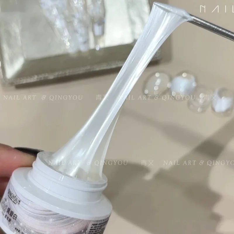 Silk Pearl White Stretch Gel Nails Elastic Pulling 3D Nail Art