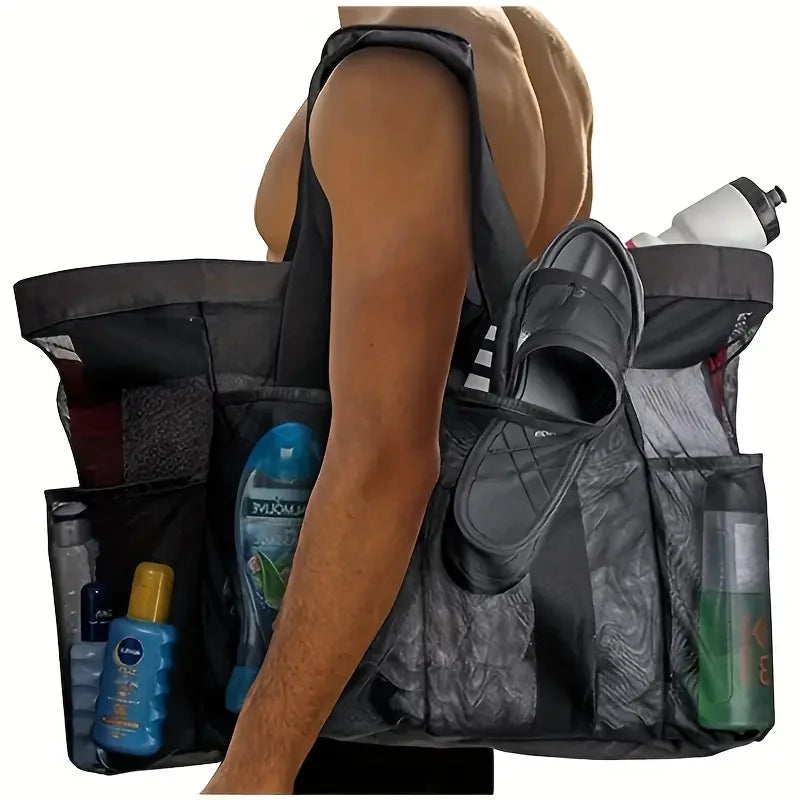 Extra Large Beach Bag Mesh Straps Zipper Pockets Trips Zpaxo