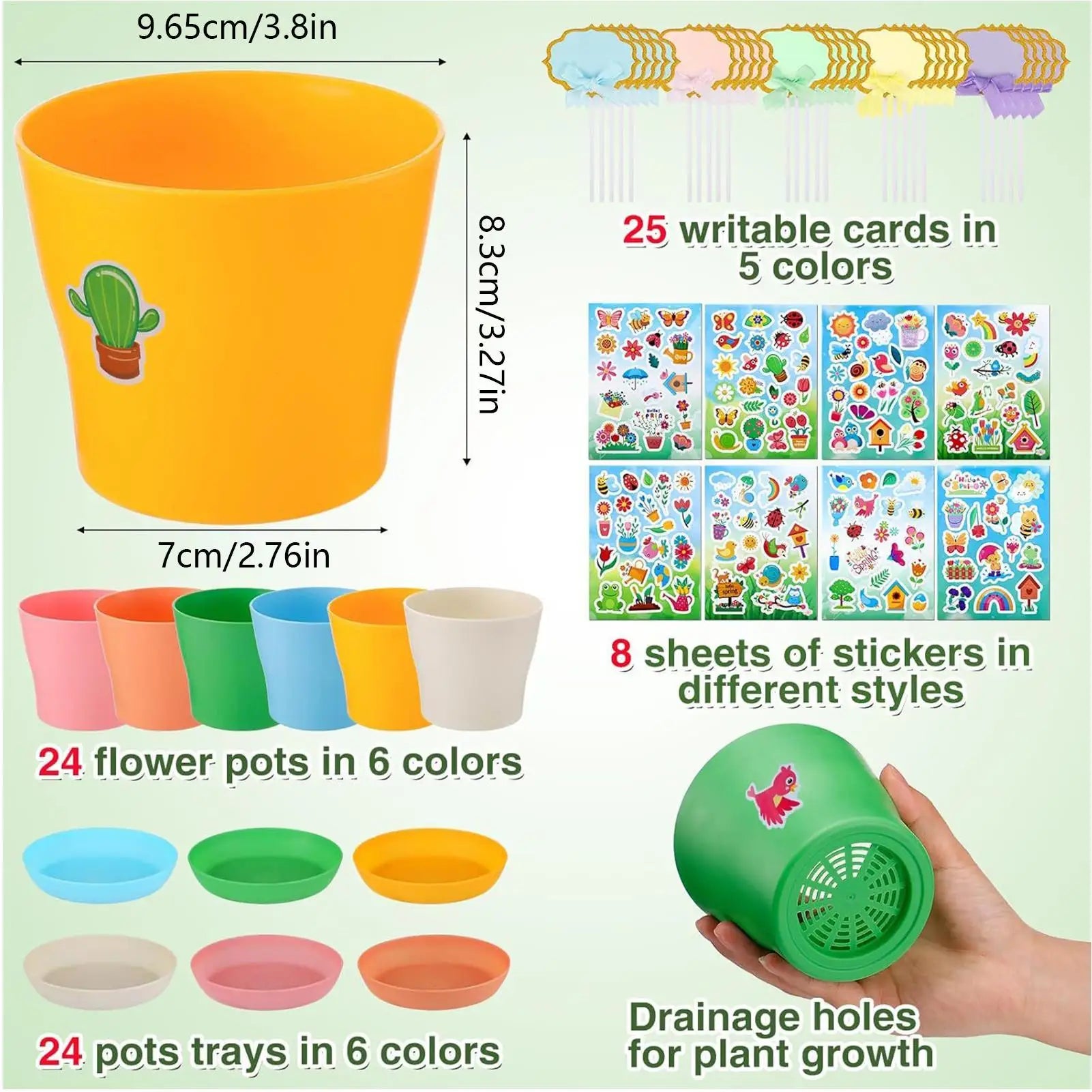 Flower Pots Kids Educational Colorful DIY Party Favors Gardening Zpaxo