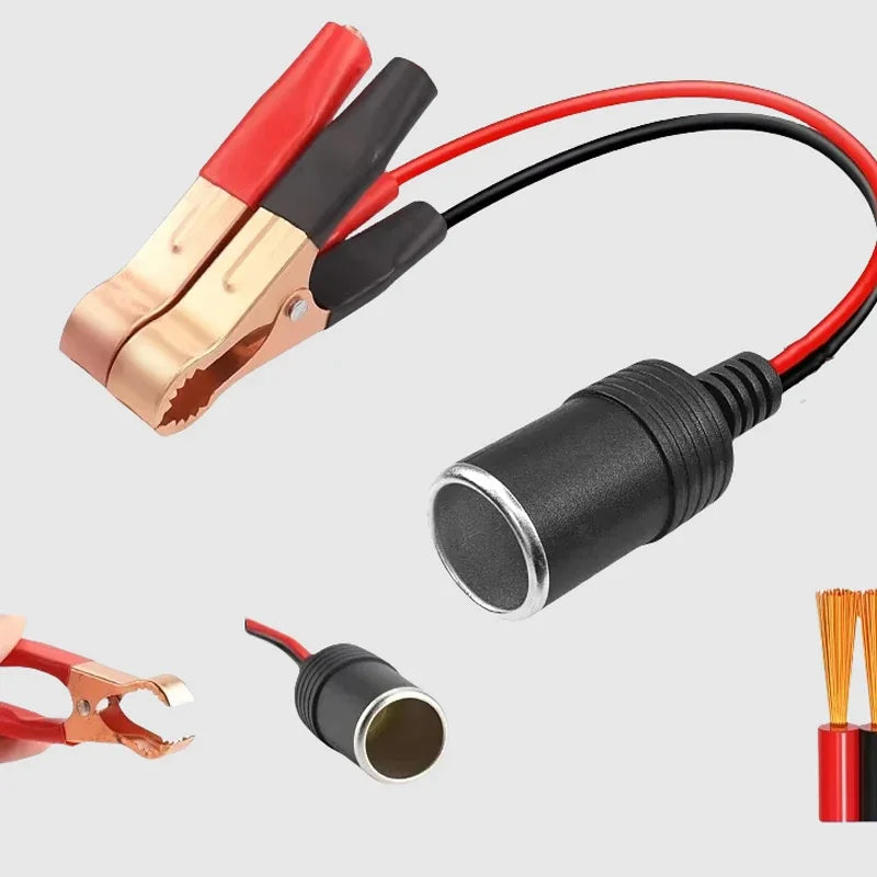 12V Heavy Duty Pure Copper Battery Alligator Clip Cigarette Lighter Zpaxo