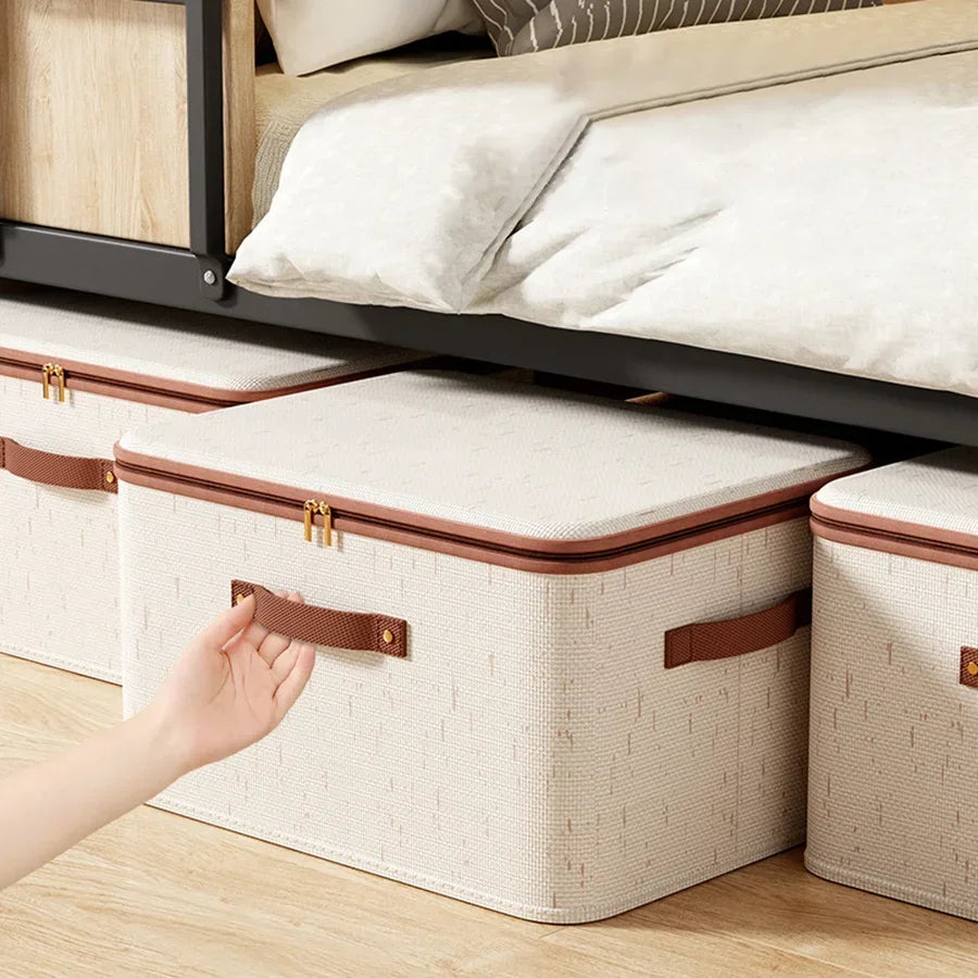 Linen Zipper Storage Boxes – Non-Woven Fabric Closet Organizer Fabric Storage Bins Zpaxo