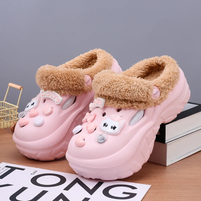 Winter Women EVA Waterproof Home Slides Shoes Classic Couple's Cotton Zpaxo Pink 35-36