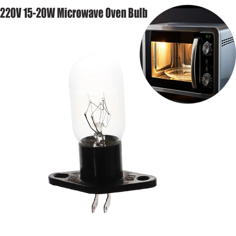 Hot 1Pc 4.8mm Socket With Bent Foot 220V 15-20W Microwave Oven Bulb Refrigerator Lighting Bulb with Holder Replacement Universal Zpaxo
