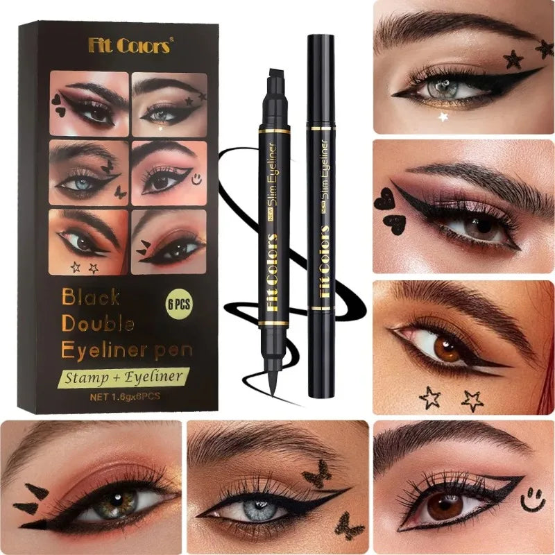 Liquid Eyeliner Stamp Pen Waterproof Fast Dry Double-ended Black