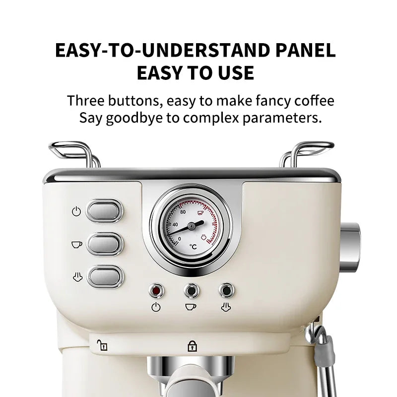 220V Italian Espresso Coffee Machine Stainless Steel Coffee Maker Semi-automatic Commercial Milk Frother Espresso Machine Office Zpaxo