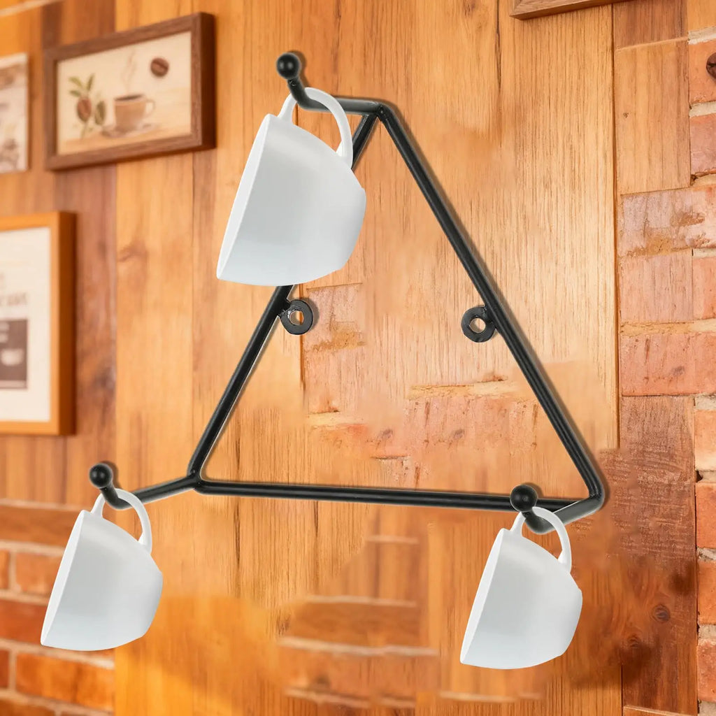Coffee Mug Wall Rack Matte Metal Triangular Storage Holder Organizer